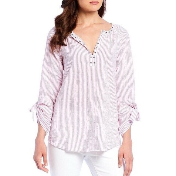 MICHAEL MICHAEL KORS NWT Grommet Popover Top Size Small in Red and White Stripe - Picture 1 of 14